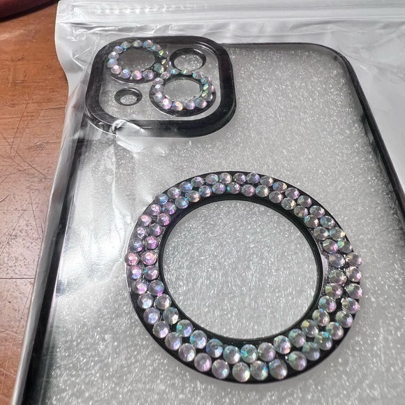 Rhinestones I phone 14 case , new  super! Black and  rhinestones see Pictures!! - Picture 1 of 6